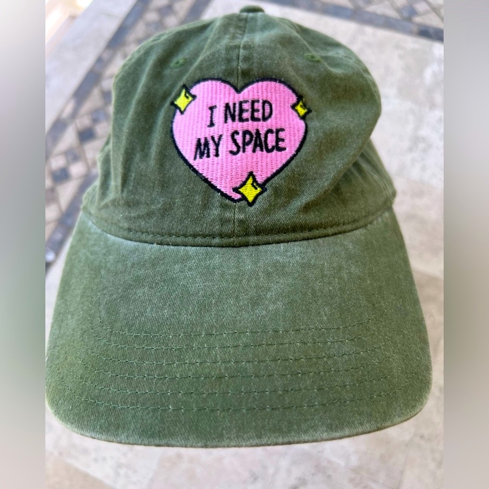 I NEED MY SPACE Embroidered Heart Baseball Cap Hat EUC